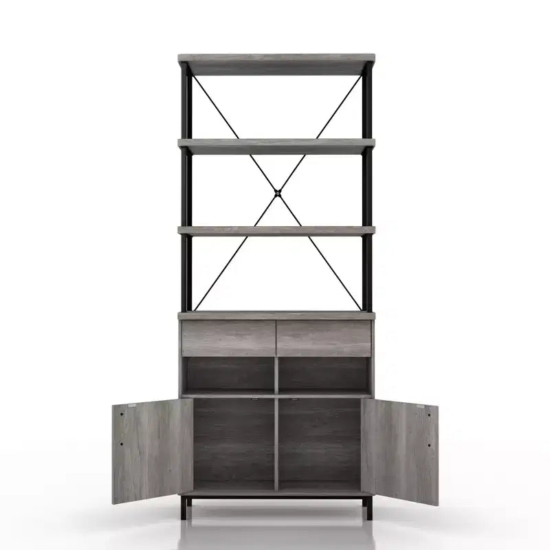 Libreria rustica Skamania da 73,6" con ripiani e struttura in metallo - miBasics: Design industriale, mobile chiuso