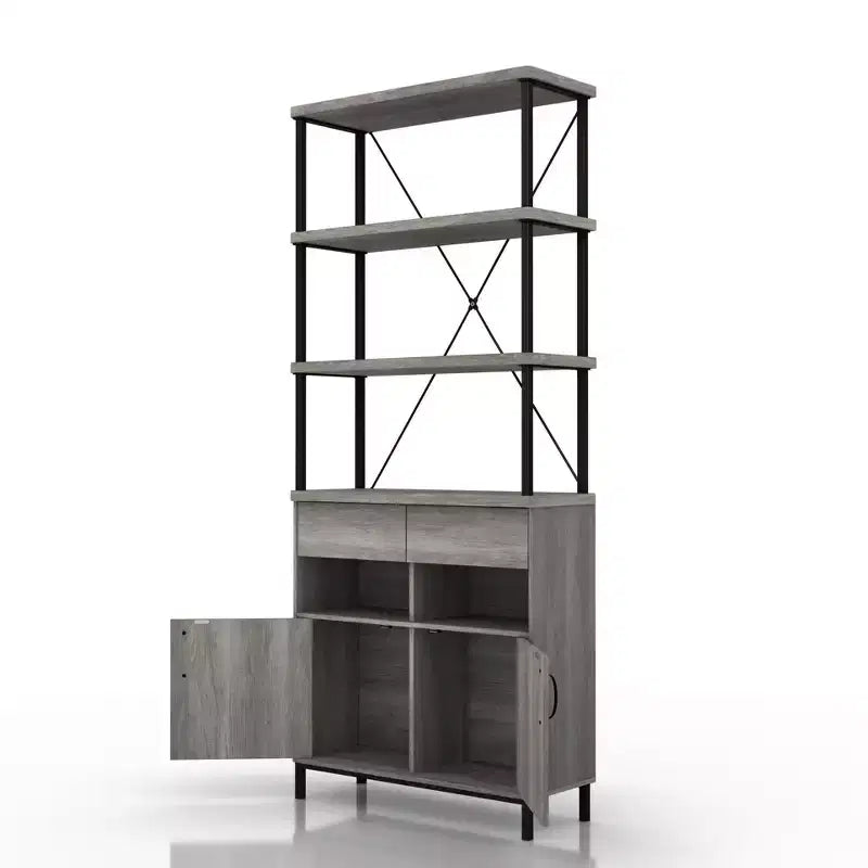 Libreria rustica Skamania da 73,6" con ripiani e struttura in metallo - miBasics: Design industriale, mobile chiuso