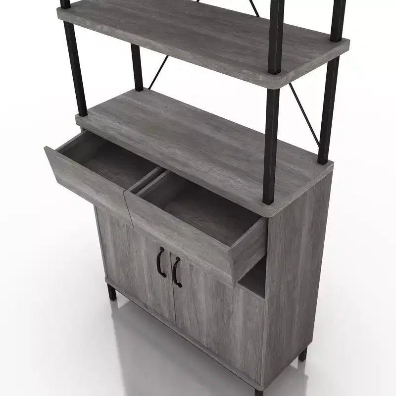 Libreria rustica Skamania da 73,6" con ripiani e struttura in metallo - miBasics: Design industriale, mobile chiuso