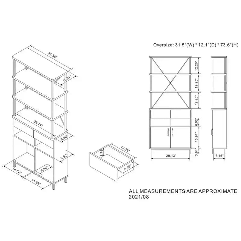 Libreria rustica Skamania da 73,6" con ripiani e struttura in metallo - miBasics: Design industriale, mobile chiuso