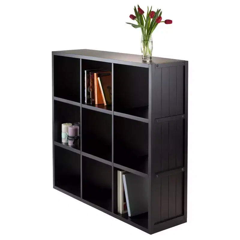 Winsome 40" Timothy Shelf 3X3 Slots Nero: Libreria Moderna di Metà Secolo, Ripiani Fissi, Composito di Legno