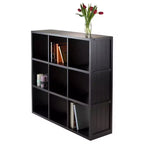 Winsome 40" Timothy Shelf 3X3 Slots Nero: Libreria Moderna di Metà Secolo, Ripiani Fissi, Composito di Legno