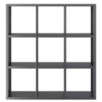 Winsome 40" Timothy Shelf 3X3 Slots Nero: Libreria Moderna di Metà Secolo, Ripiani Fissi, Composito di Legno