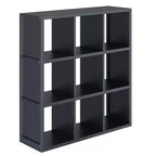Winsome 40" Timothy Shelf 3X3 Slots Nero: Libreria Moderna di Metà Secolo, Ripiani Fissi, Composito di Legno