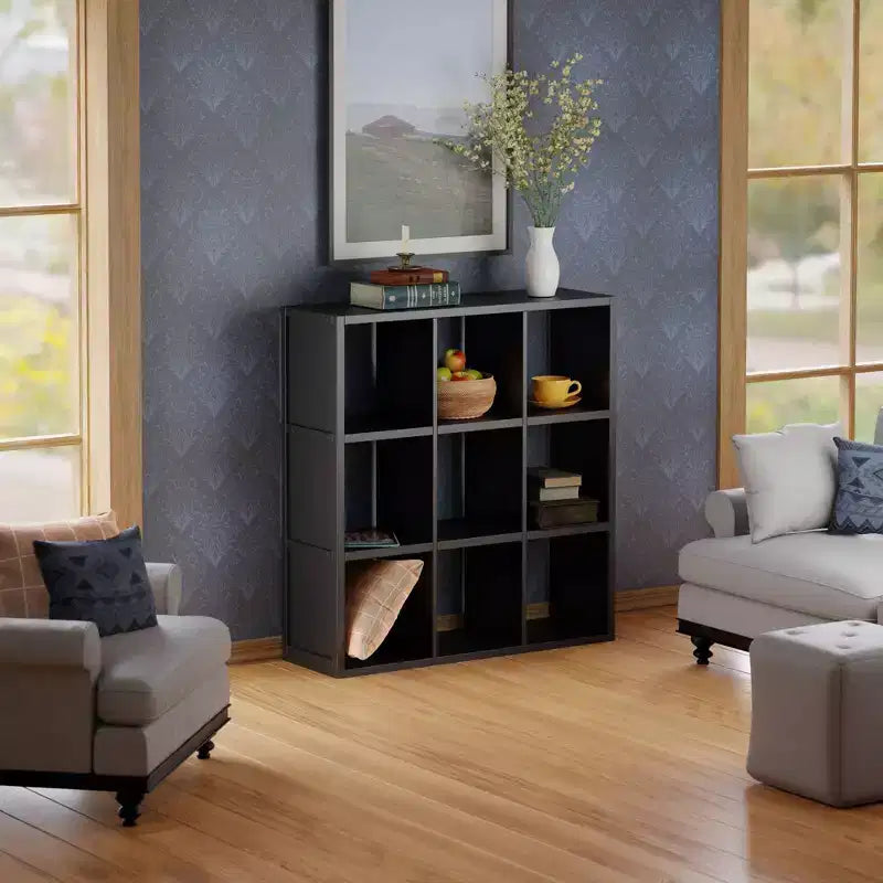 Winsome 40" Timothy Shelf 3X3 Slots Nero: Libreria Moderna di Metà Secolo, Ripiani Fissi, Composito di Legno