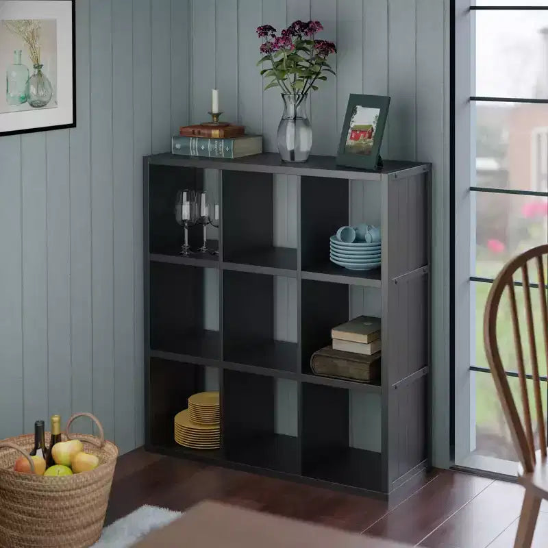Winsome 40" Timothy Shelf 3X3 Slots Nero: Libreria Moderna di Metà Secolo, Ripiani Fissi, Composito di Legno