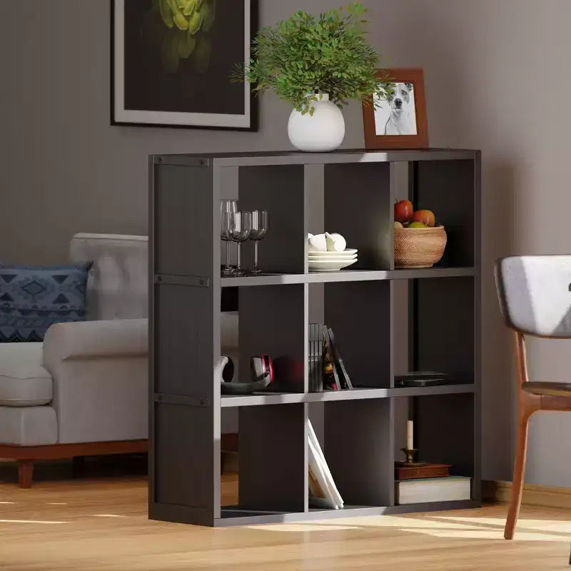 Winsome 40" Timothy Shelf 3X3 Slots Nero: Libreria Moderna di Metà Secolo, Ripiani Fissi, Composito di Legno