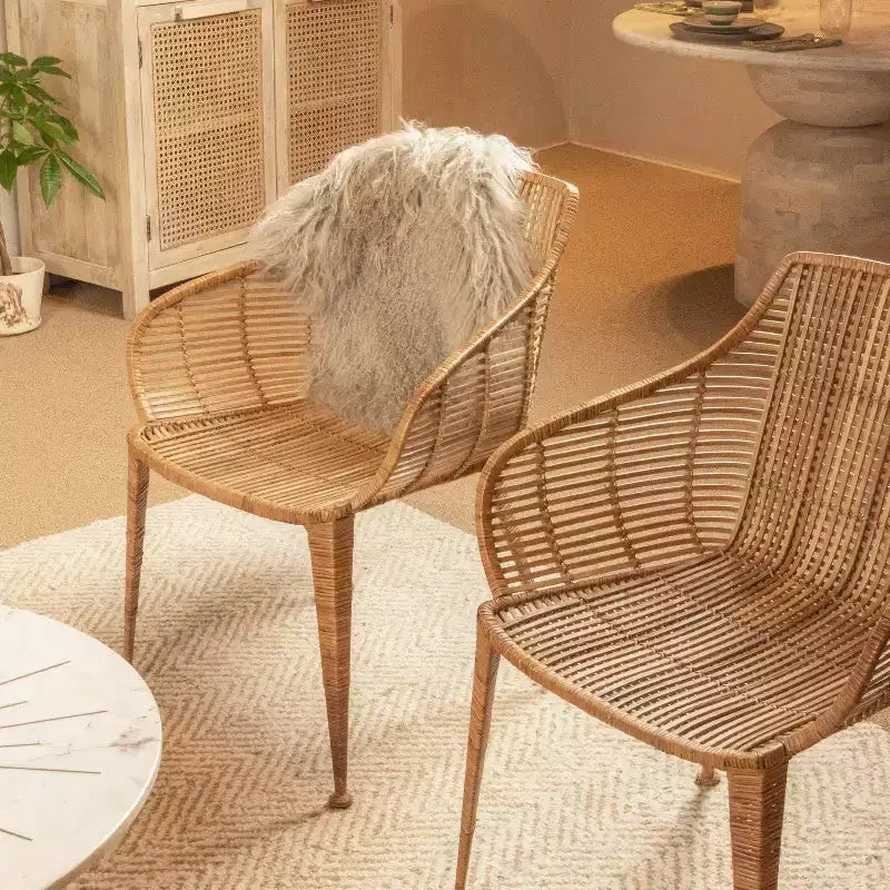 Poltrona in Rattan "Storied Home" Naturale: Struttura in Ferro Battuto, Nessun Assemblaggio, Pulizia con Panno Asciutto, Uso Adulti