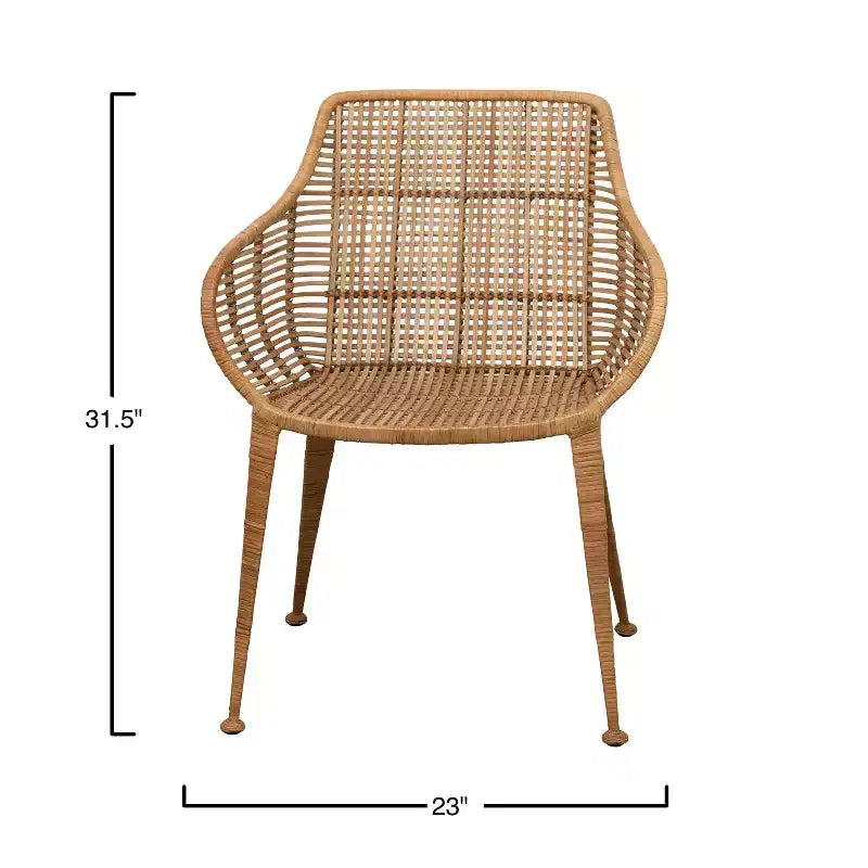 Poltrona in Rattan "Storied Home" Naturale: Struttura in Ferro Battuto, Nessun Assemblaggio, Pulizia con Panno Asciutto, Uso Adulti