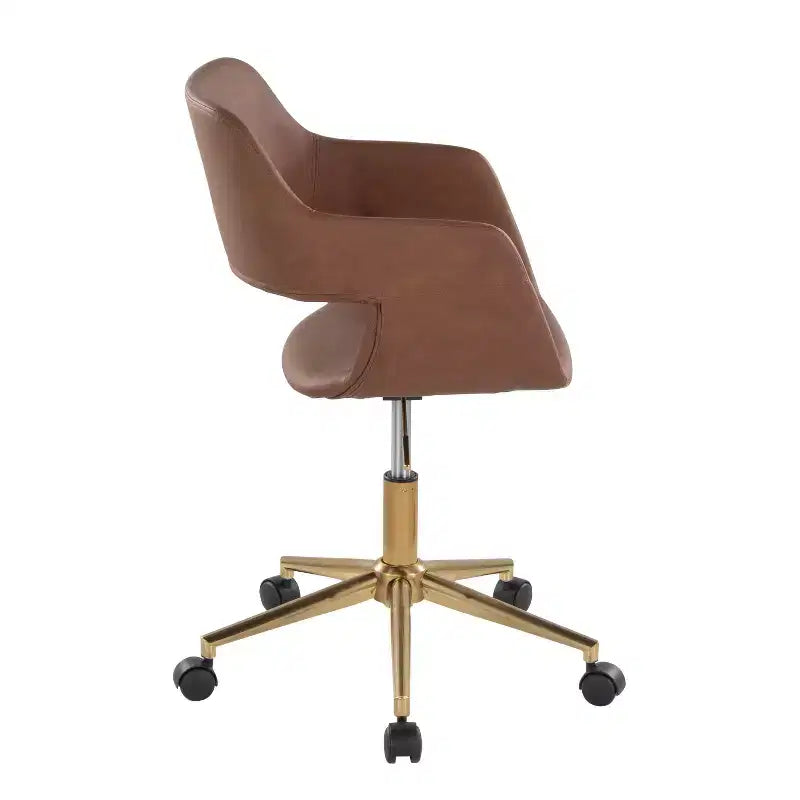 Sedia da ufficio LumiSource Margarite in PU dorato/marrone