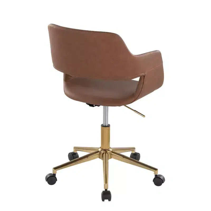 Sedia da ufficio LumiSource Margarite in PU dorato/marrone