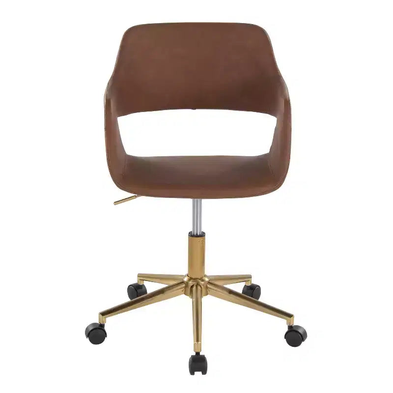 Sedia da ufficio LumiSource Margarite in PU dorato/marrone
