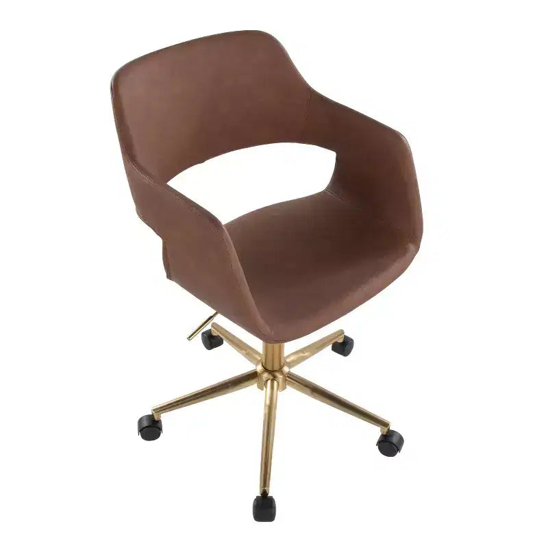 Sedia da ufficio LumiSource Margarite in PU dorato/marrone