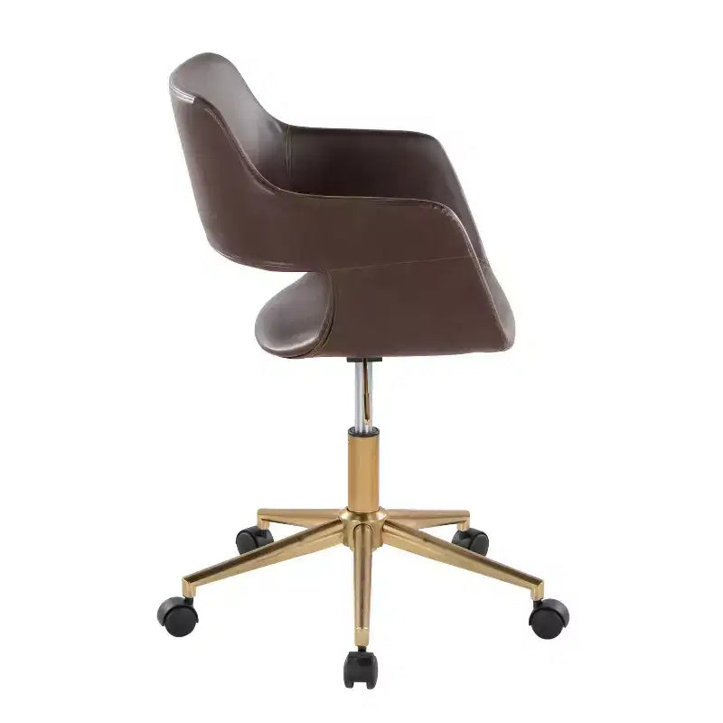 LumiSource Margarite Sedia da Lavoro Oro/PU Espresso
