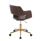 LumiSource Margarite Sedia da Lavoro Oro/PU Espresso