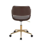 LumiSource Margarite Sedia da Lavoro Oro/PU Espresso