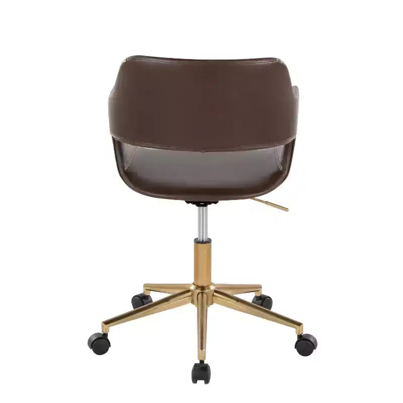 LumiSource Margarite Sedia da Lavoro Oro/PU Espresso