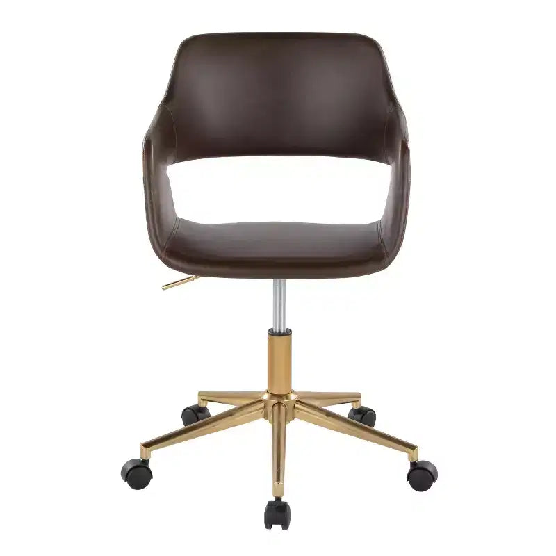 LumiSource Margarite Sedia da Lavoro Oro/PU Espresso