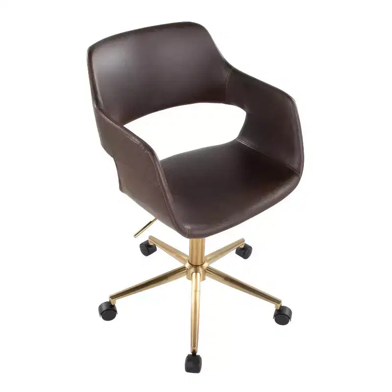 LumiSource Margarite Sedia da Lavoro Oro/PU Espresso