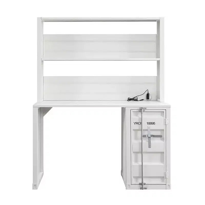 Scrivania Cargo da 47" bianca - Acme Furniture: struttura in metallo a L, nessun montaggio, cassetto multiuso