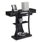 Tavolo Consolle Harri con 1 Cassetto e Mensole Breighton Home Newport in Finto Marmo Nero