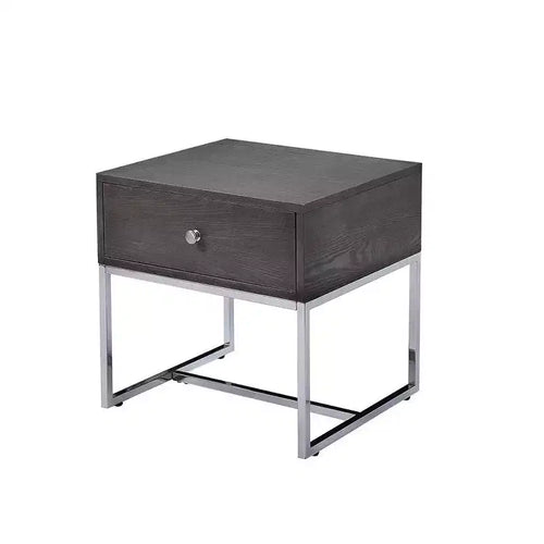 Acme Furniture Iban Accent Table Gray Oak/Chrome Finish