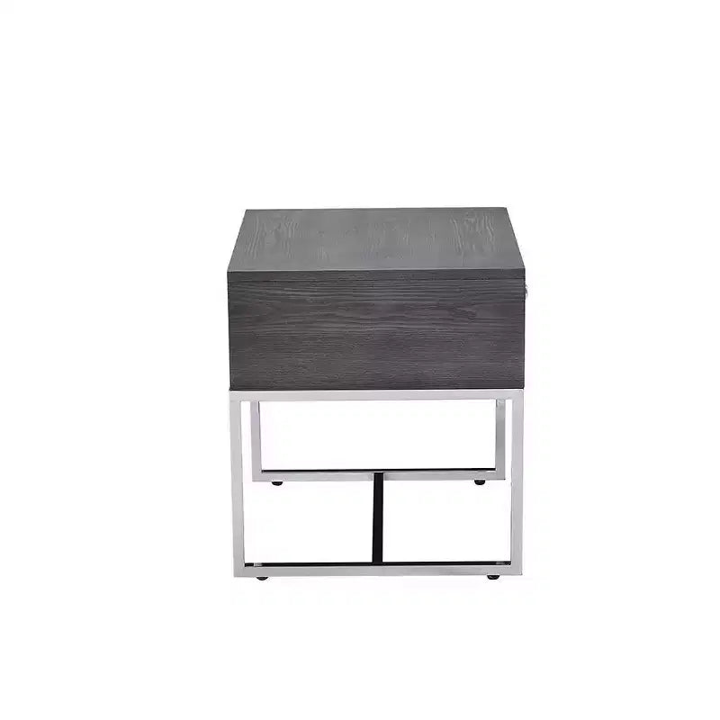 Acme Furniture Tavolino d'Appoggio Iban Quercia Grigia/Finitura Cromata