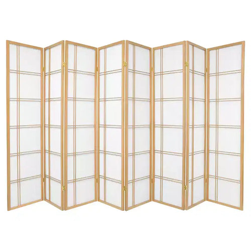 6 ft. Tall Double Cross Shoji Screen - Natural (8 Panels)