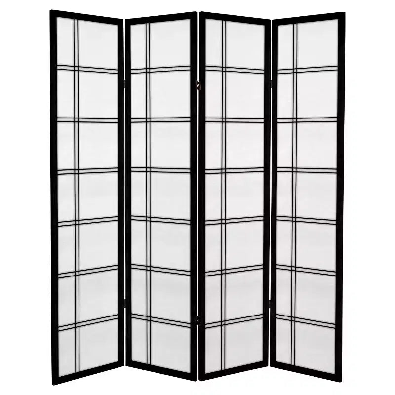 6 ft. Tall Canvas Double Cross Room Divider - Black (4 Panels)