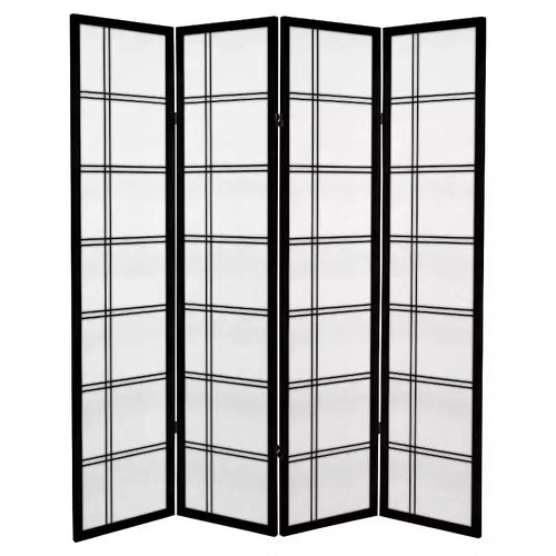 6 ft. Tall Canvas Double Cross Room Divider - Black (4 Panels)