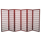 4 ft. Tall Window Pane Shoji Screen - Rosewood (6 Panels): Oriental Furniture, Hardwood Frame, Metal Hardware, No Assembly Required