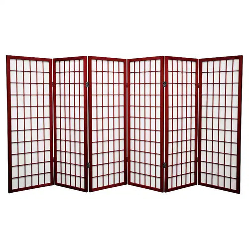 4 ft. Tall Window Pane Shoji Screen - Rosewood (6 Panels): Oriental Furniture, Hardwood Frame, Metal Hardware, No Assembly Required