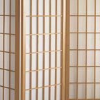 Separé Shoji a 6 Pannelli con Finestra, Altezza 120 cm - Naturale: Telaio in Legno Duro, Nessun Montaggio Richiesto
