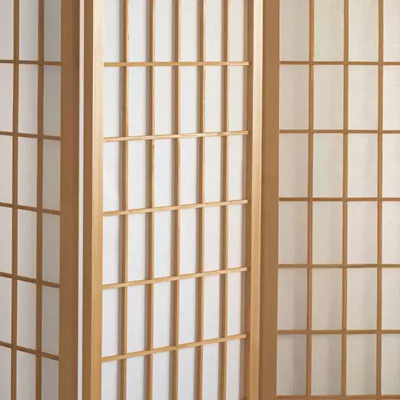 Separé Shoji a 6 Pannelli con Finestra, Altezza 120 cm - Naturale: Telaio in Legno Duro, Nessun Montaggio Richiesto