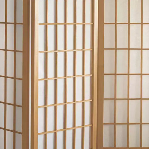 Separé Shoji a 6 Pannelli con Finestra, Altezza 120 cm - Naturale: Telaio in Legno Duro, Nessun Montaggio Richiesto