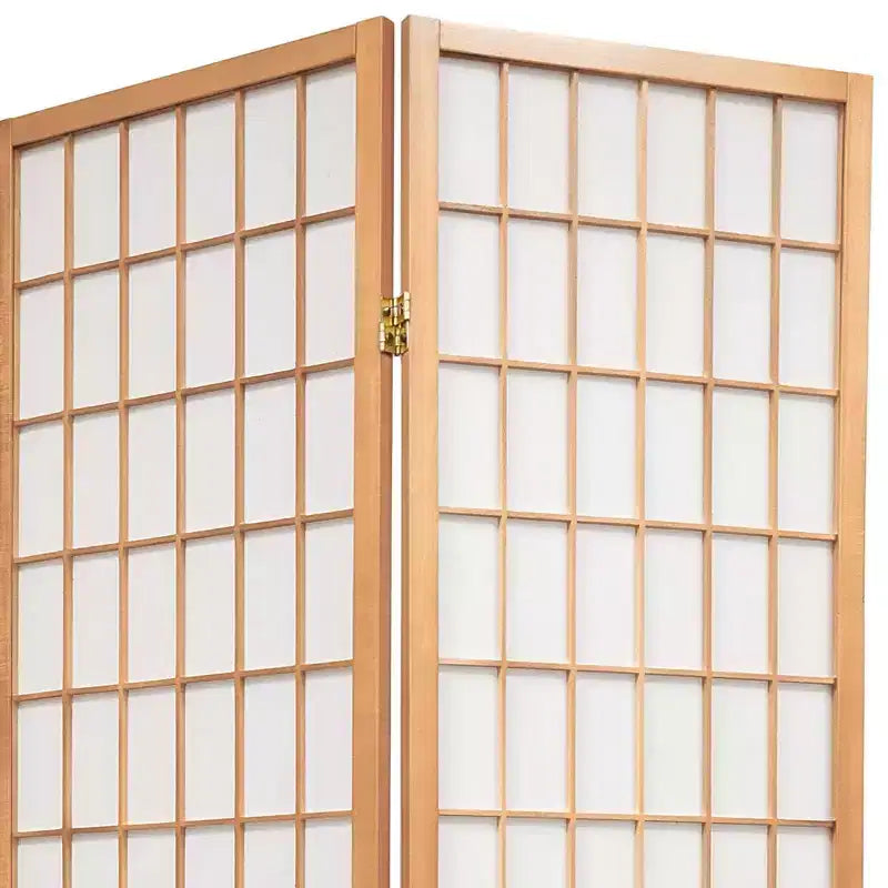 Separé Shoji a 6 Pannelli con Finestra, Altezza 120 cm - Naturale: Telaio in Legno Duro, Nessun Montaggio Richiesto