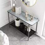 Tavolino da divano contemporaneo Avalan con piano in vetro Rivestimento nero/bianco - miBasics