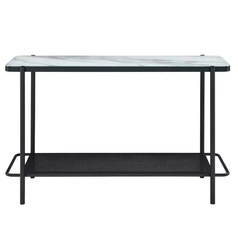 Tavolino da divano contemporaneo Avalan con piano in vetro Rivestimento nero/bianco - miBasics