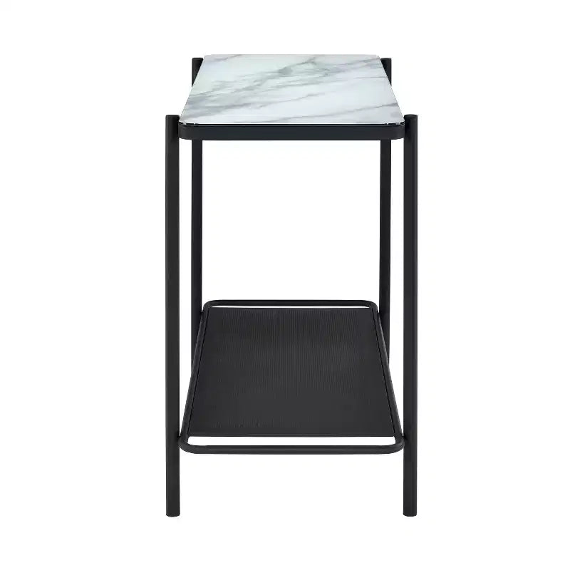 Tavolino da divano contemporaneo Avalan con piano in vetro Rivestimento nero/bianco - miBasics