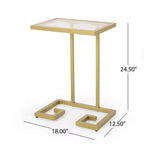 Tavolino d'appoggio a forma di C Hickson Modern Glam oro - Christopher Knight Home: Tavolino elegante, piano in vetro temperato, struttura in ferro