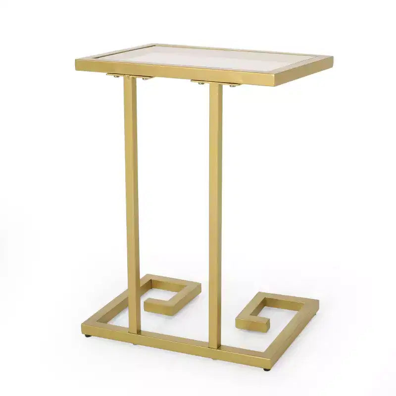 Tavolino d'appoggio a forma di C Hickson Modern Glam oro - Christopher Knight Home: Tavolino elegante, piano in vetro temperato, struttura in ferro