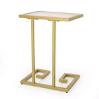 Tavolino d'appoggio a forma di C Hickson Modern Glam oro - Christopher Knight Home: Tavolino elegante, piano in vetro temperato, struttura in ferro