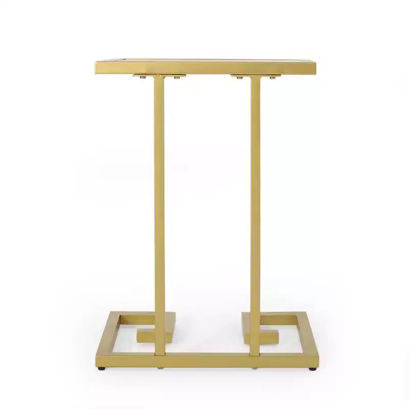 Tavolino d'appoggio a forma di C Hickson Modern Glam oro - Christopher Knight Home: Tavolino elegante, piano in vetro temperato, struttura in ferro