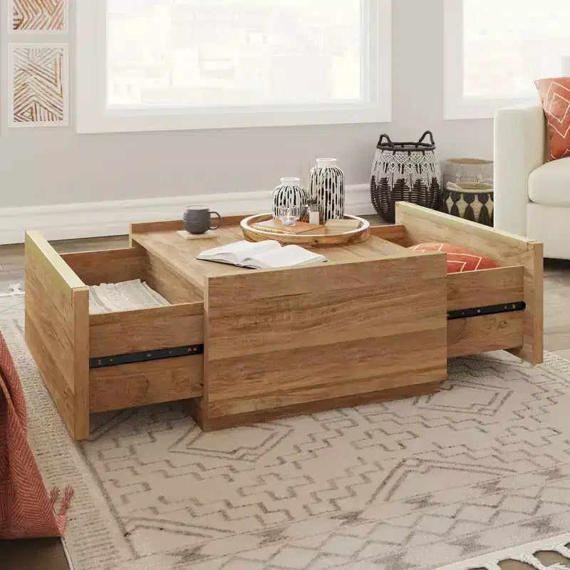Tavolino da Caffè Manhattan Gate con Contenitore Sindoori Mango - Sauder: Stile Moderno, 2 Cassetti, Costruzione Leggera