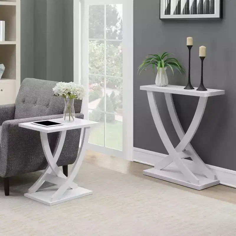 Tavolino laterale Newport Criss-Cross Breighton Home, bianco