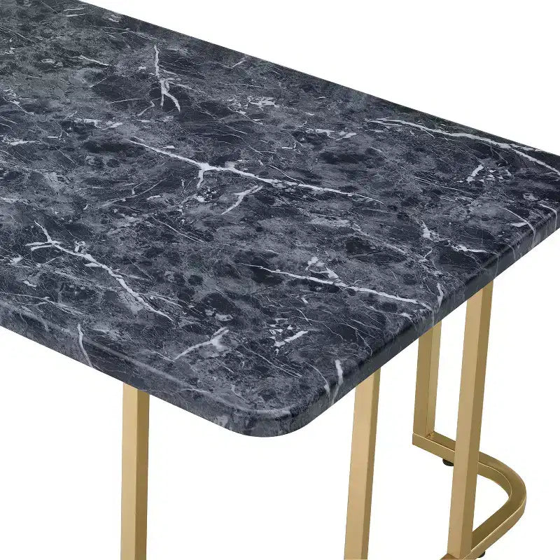 Tavolino da Caffè Trillick con Top Effetto Marmo Oro/Nero - miBasics: Moderno di Metà Secolo, Struttura in Acciaio, Rettangolare, Capacità 34 kg