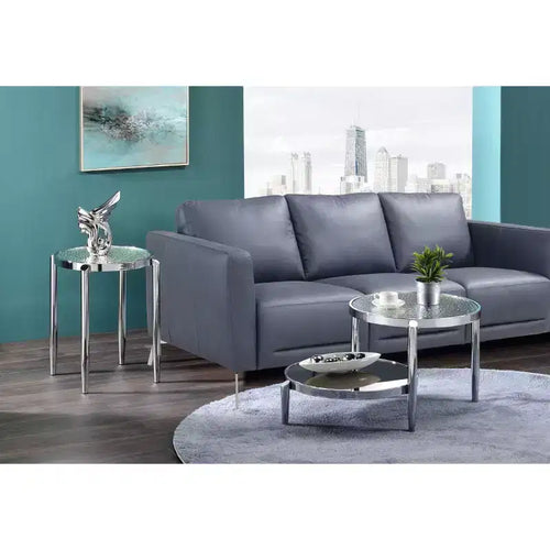 Acme Furniture Abbe Tavolino da Caffè in Vetro Finitura Cromata