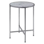 Gold Coast Faux Marble Round End Table Faux Marble/Silver - Breighton Home: Elegant Metal Frame, 24.5" High
