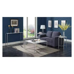 Tavolino Rotondo in Finto Marmo Gold Coast Faux Marble/Silver - Breighton Home: Elegante Struttura in Metallo, 62 cm di Altezza