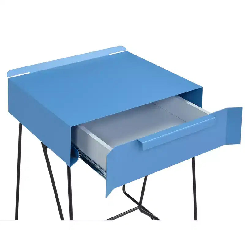 Tavolino Loftis in Stile Moderno Blu - HOMES: Inside + Out: Base in Metallo Geometrica, Piano Rettangolare
